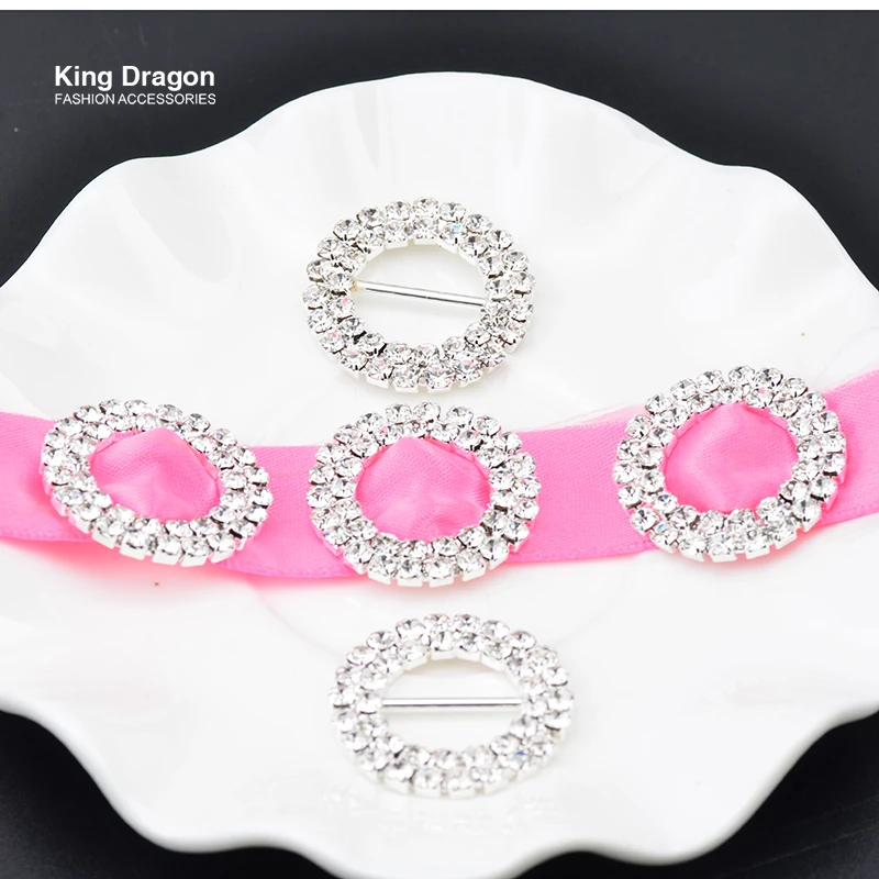 

New Arrival Round Square Crystal Rhinestone Buckle Invitation Ribbon Slider Gift Packing (Inner Bar 15MM) 10PCS/Lot KD538