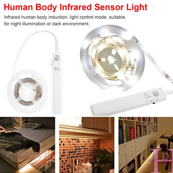 

Bedroom Wardrobe Closet Porc Light Decorative Light Human Body Infrared Induction Flexible Strip Light 1-3M for Drawer Closet