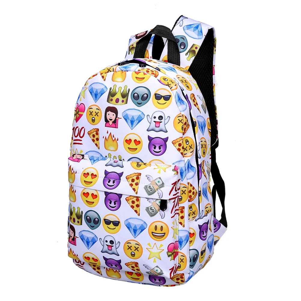 MOJOYCE Women Canvas Backpacks Smiley Emoji Face Printing School Bag