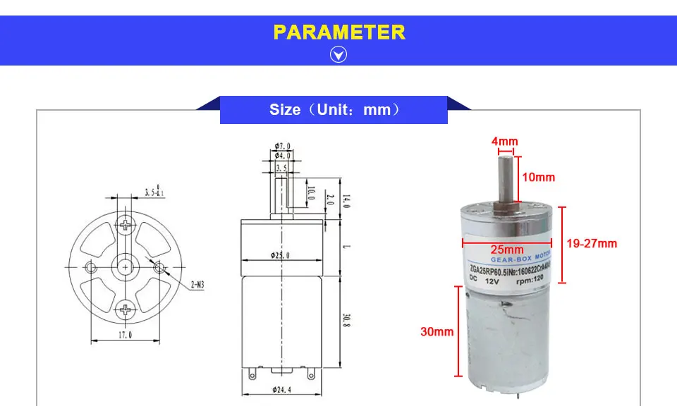 LUPULLEY DC мотор-редуктор 12 V 24 V ZGA25RP переменной обратной скорости вращения моторы 5/10/20 Вт, 30 Вт/40/50/60/80/100/120/200/300 об/мин