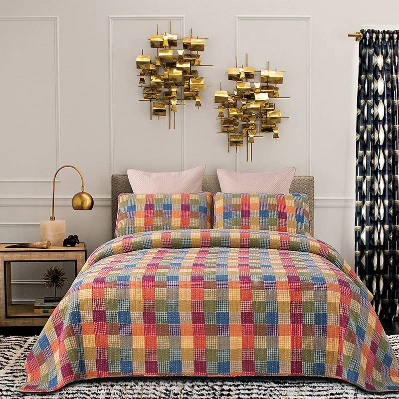 Chausub Patchwork Bedspread Cotton Quilt Set 3pcs Quilted Quilts