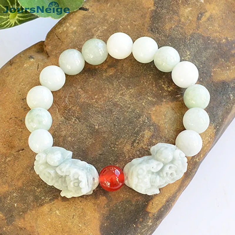 

JoursNeige Fine Natural Stone Bracelets Beads 10mm with Double PiXiu Bracelets Lucky for Men Women Single Lap Bracelet Jewelry