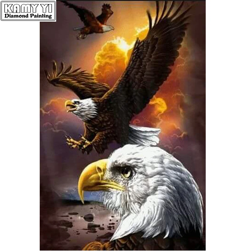 

5D Diy Full Round Diamond Painting Soaring Eagle Mosaics Cross-stitch Diamond Embroidery New Year Decoration Gifts Diamant