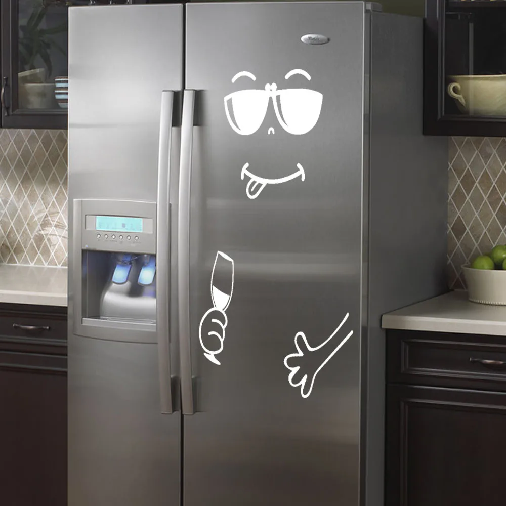 Cute Sticker Fridge Happy Delicious Face Kitchen Fridge Wall Stickers