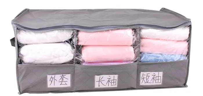 Free shipping Storage Bag Received Box Big Bamboo charcoal with Windows classification 3 case clothing finishing box