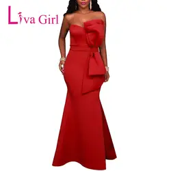 ЛИВА девушка сексуальная с открытыми плечами женское вечернее платье без спины Макси платье для женщин без бретелек лук официальные