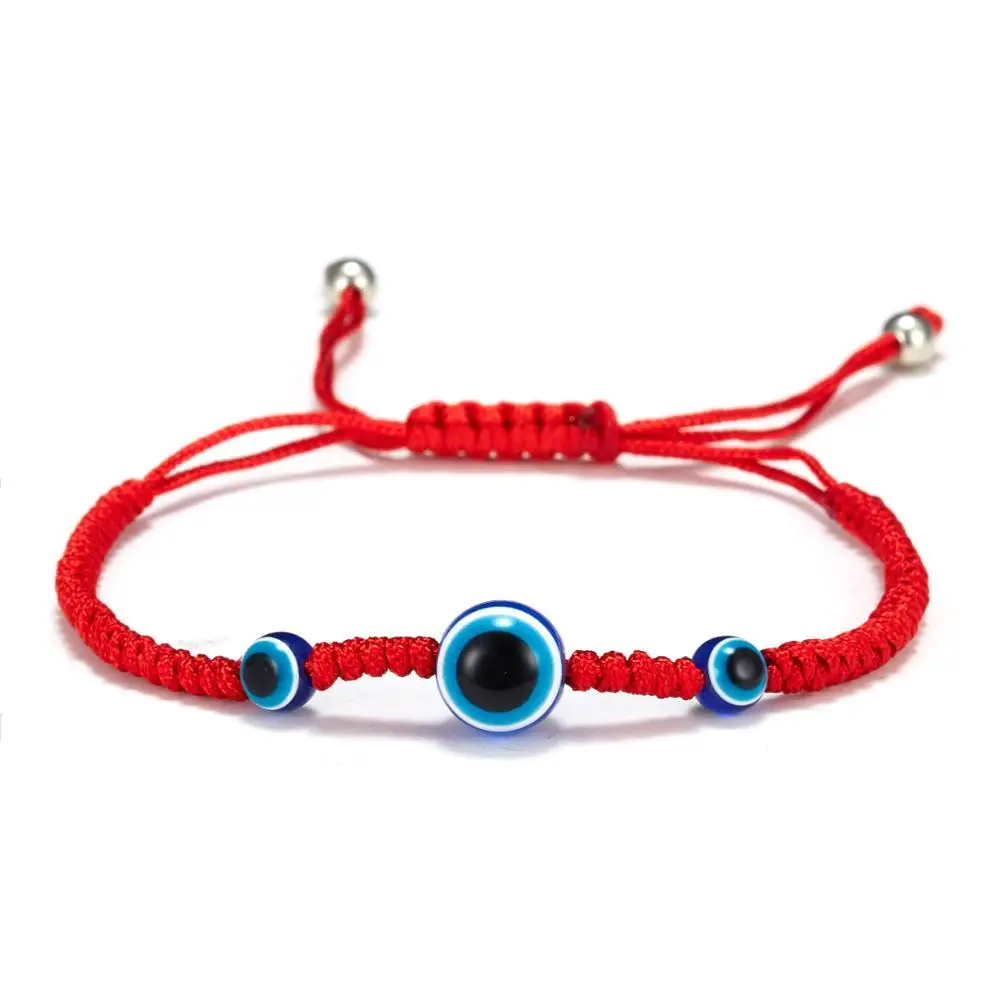 

3 Beads Turkish Blue Evil Eye Red String Thread Adjustable Bracelet for Women Lucky Rope Bracelet Couples Lovers Chakra Bracelet