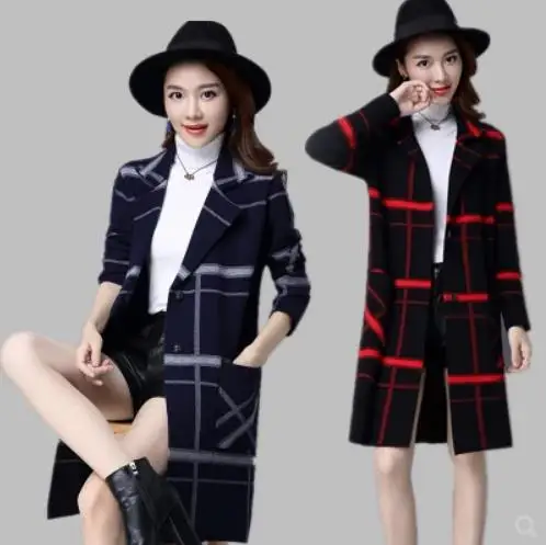Korean Coat Women Spring Autumn Knitted Sweater Plus Size Cardigan Winter Jacket Loose Big Yards Long Swe aters LJ82 |