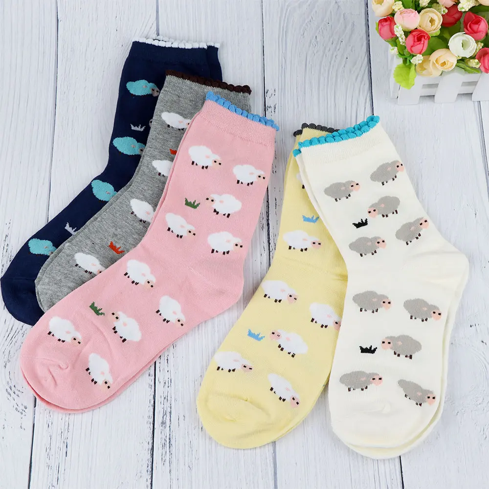 2019 японский Harajuku женские носки с героями мультфильмов девушки кавайный конфетный цвет овец короткие носки забавные кружевные носки
