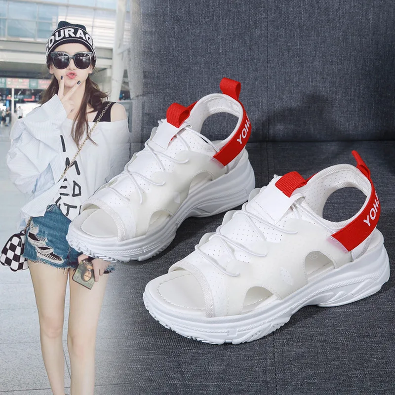 

CPI Women's Sandals 2019 Summer Muffin Thick Bottom Fish Mouth sneakers Sandals With Breathable Mesh Casual Shoes AZ-05