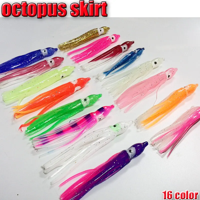 5 Leurres Souples Poulpe Artificiel, Jupe, 9cm, Pour Pêche En Eau Douce Et Mer