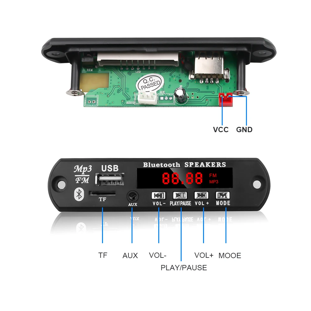 5 V-12 V громкой связи Bluetooth автомобильный радиоприемник Mp3 плеер декодер доска Поддержка Запись FM карты памяти AUX с микрофоном автомобиля Динамик модификации