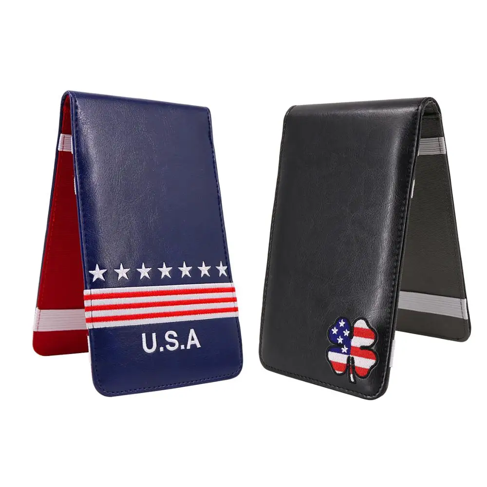 

Craftsman Golf Portable Scorecard Holder Score Tracker Golf Stat Notebook Golf Accessories USA Style Pu Leather Blue/Black