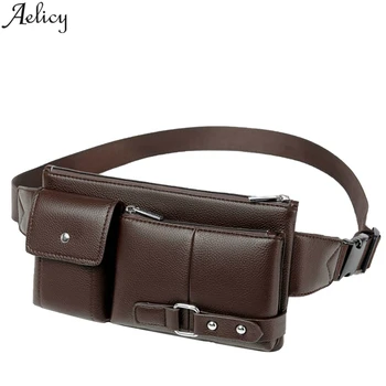

Aelicy Men Retro Multi-function Solid Artificial Leather Waist Packs Outdoor Sports Leisure Messenger Chest Bag Hot Sales