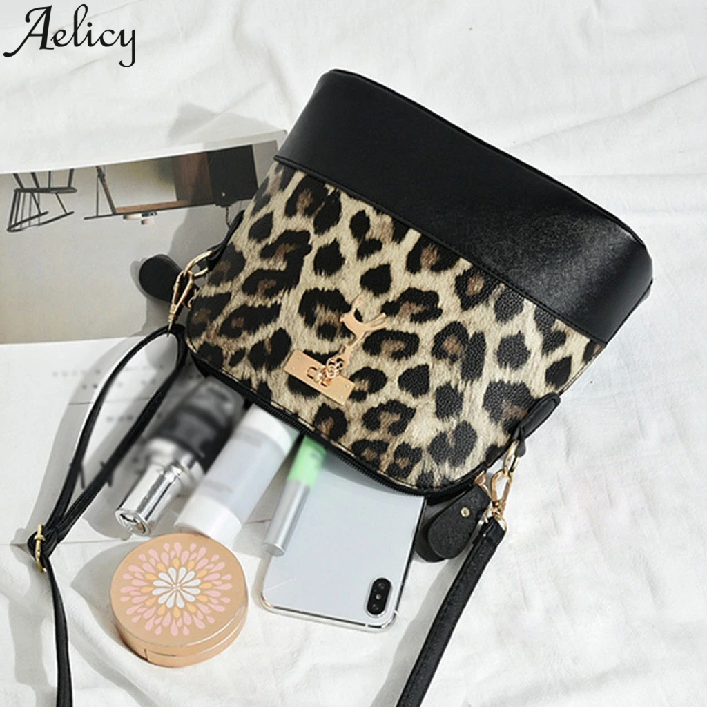 Aelicy, модная сумка через плечо на молнии с леопардовым принтом, кожаный кошелек с подвеской в виде олененка, сумка на плечо, дамская сумочка, сумки-мессенджеры