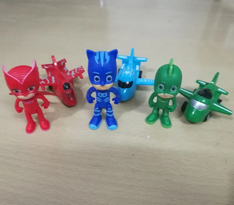 6 шт./компл. pjmasks мультфильм автомобиль самолет Игрушечные лошадки Catboy Owlette Гекко