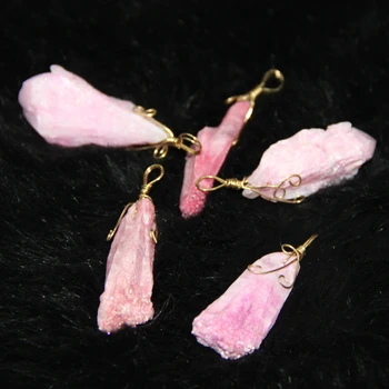

Thanksgiving Gifts! Plated Gold Metal Wrap Pink Druzy Drusy Quartz Crystal Drop Pendant Oval Shape Necklace On Sell 4pcs/lot