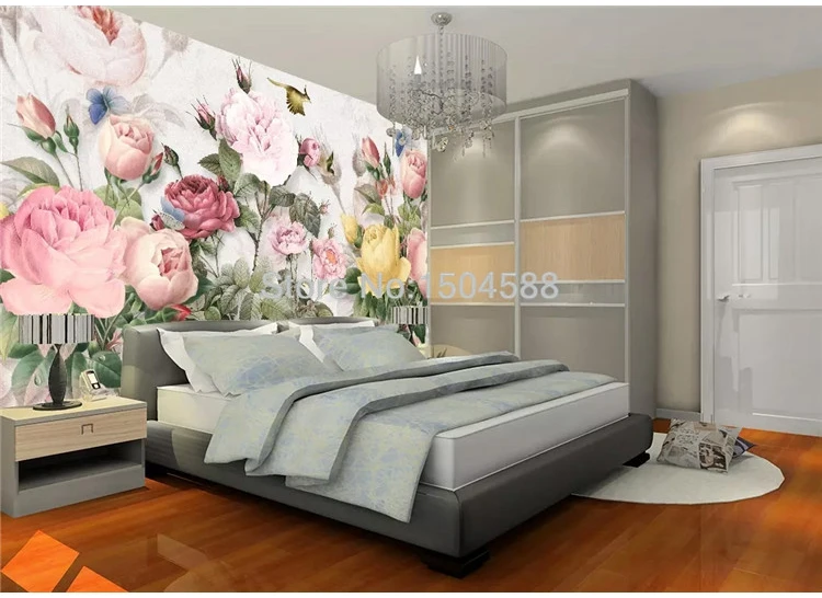 Фото обои 3D цветы фрески Европейский стиль пасторальный пейзаж обои для стен 3 D гостиная постельные принадлежности комната Домашний декор