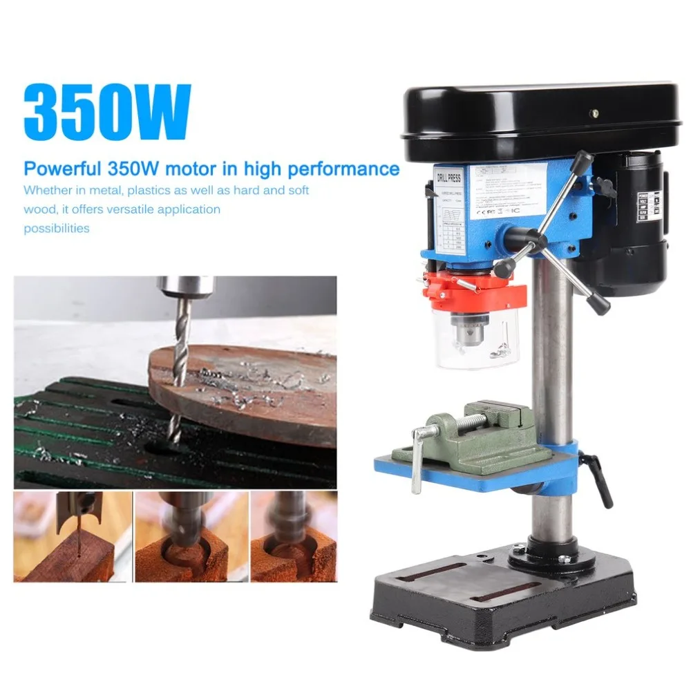 

350W Rotary Pillar Drill Press Bench Top Mounted Drilling Device 13mm 5 Speed Drill Chuck Capacity Woodworking Bench EU Plug