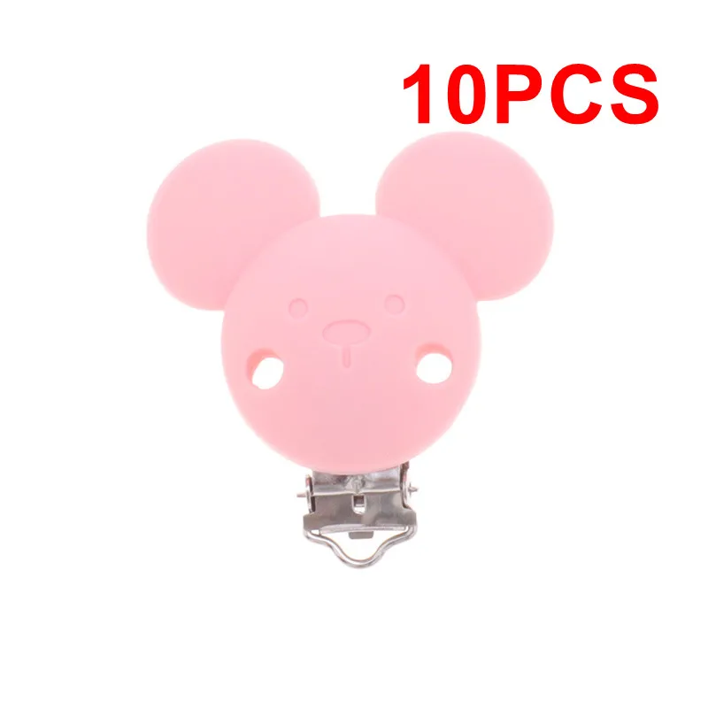 Mouse Candy Pink 35 10 шт. круглые силиконовые клипсы для соски BPA бесплатно соска для младенцев застежки Прорезыватель зубов ожерелье держатель соски DIY украшение в виде мыши - Цвет: Mouse Candy Pink 35