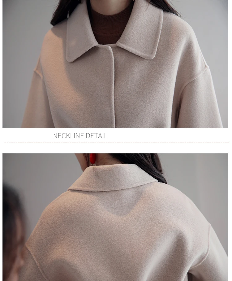 2019 spring new women woolen coat female long section slim versatile tie with solid color woolen coat A87 Parkas