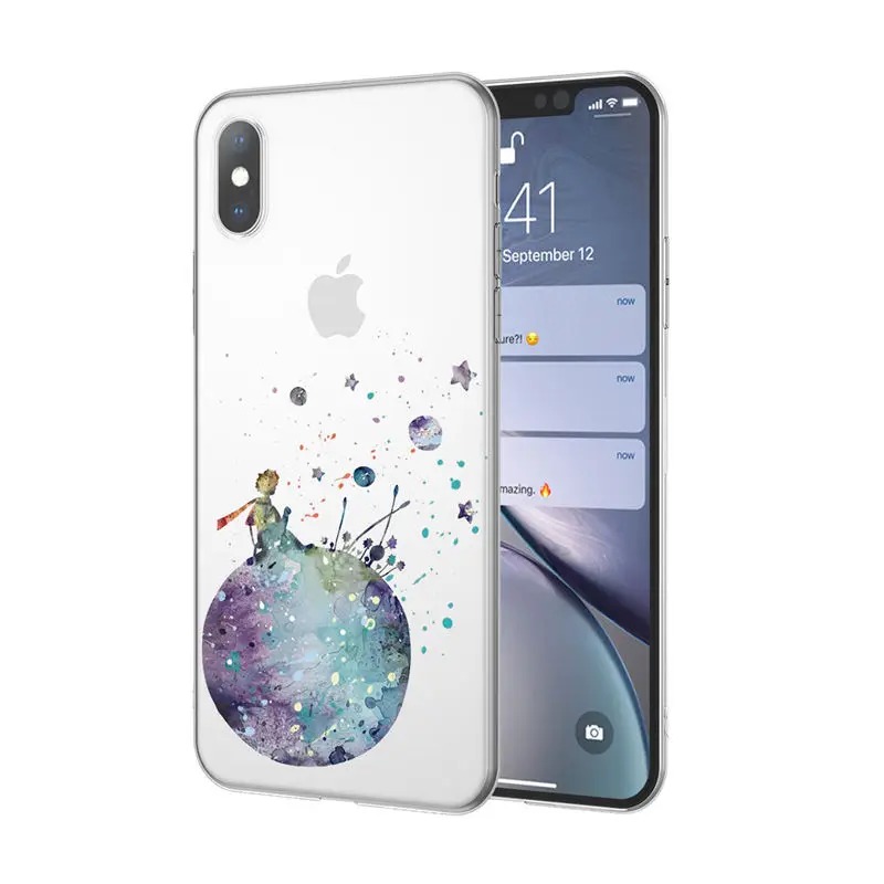 Ottwn чехол для телефона для iPhone 11 Pro XS Max X XR 7 8 6 6s Plus 5 5S SE Прозрачный Маленький принц задняя крышка розы цветы Мягкий ТПУ чехол - Цвет: 6756