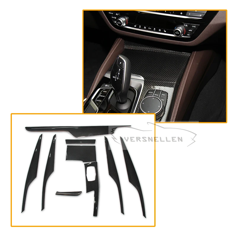 

9 pcs Trim For BMW 5 Series G30 G38 Carbon Fiber Interior Trim Cover Only Left Hand Drive Gloss Black Carbon Trim 2017