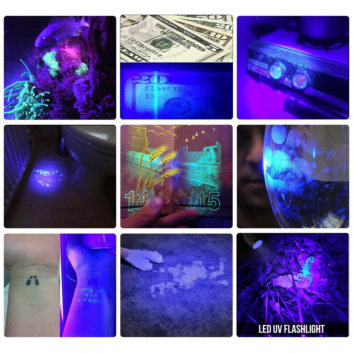Светодиодный УФ-светильник фонарь 395nm фиолетовый светильник linterna УФ-Ультрафиолетовый черный светильник детектор для мочи собак, пятна домашних животных AAA