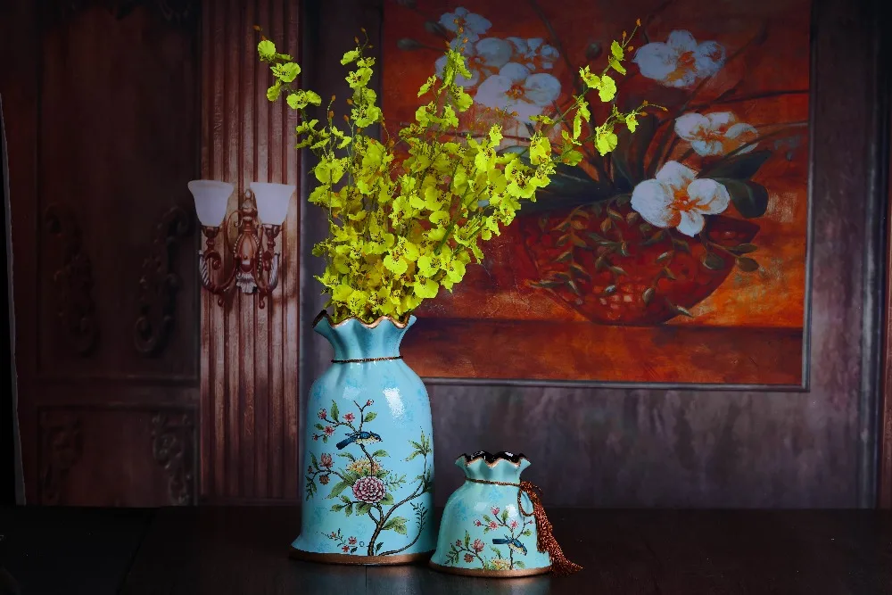 

Hot Sell Countryside Lover Bird Artificial Flower Home Decor Gift with small Vase