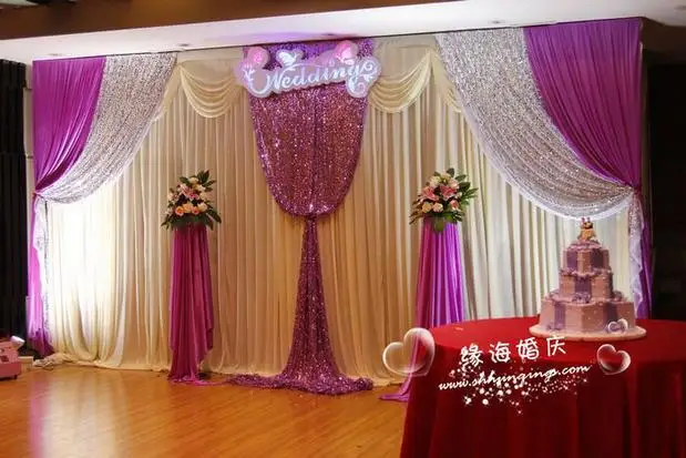 Hotsale Purple Wedding Backdrops Wedding Stage Drape Color Can Be