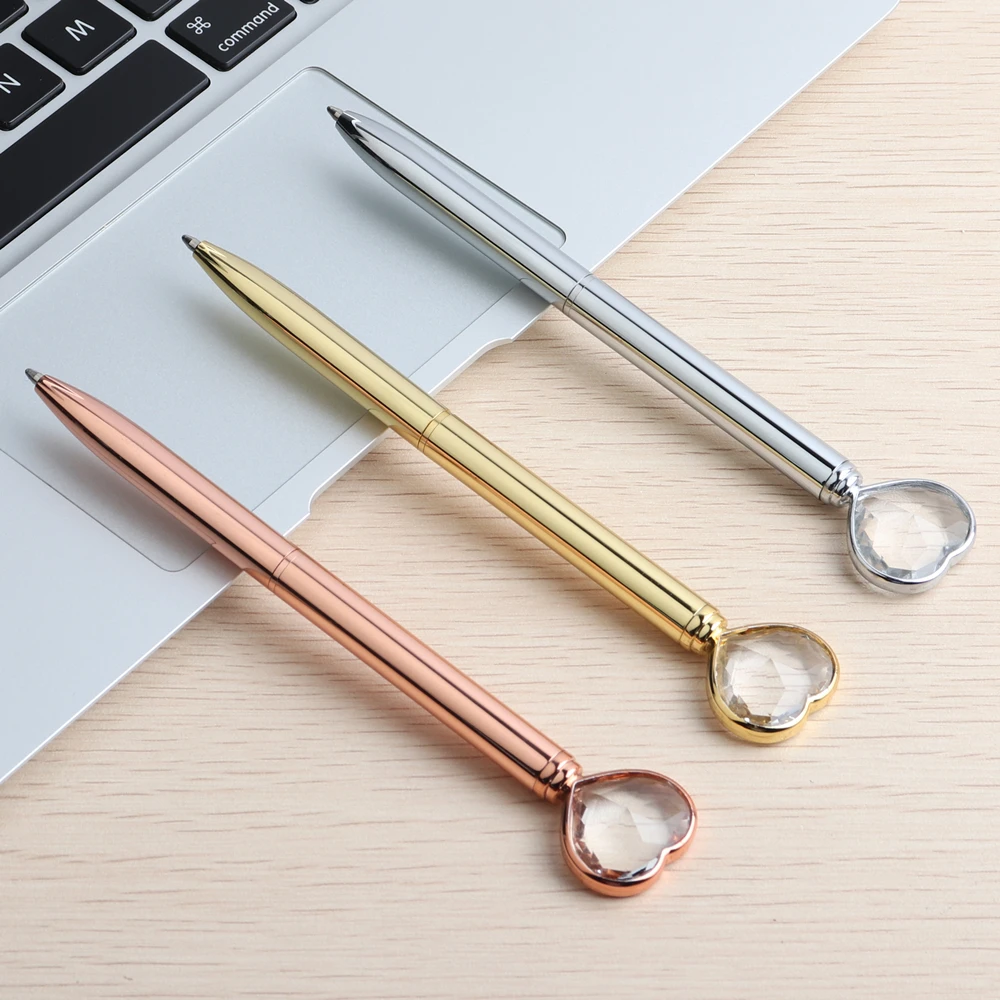 Genkky Big diamond Pen Heart-shaped Scepter Ballpoint Pens For School Office Gift Stationery Metal Material High-grade Ball Pens 4
