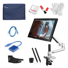 Cheaper UGEE UG-1910B Graphics Tablet Monitor 5MS TFT LED Art Drawing Design Display+Protector Cover+Foldable Desk Mount Stand+Glove