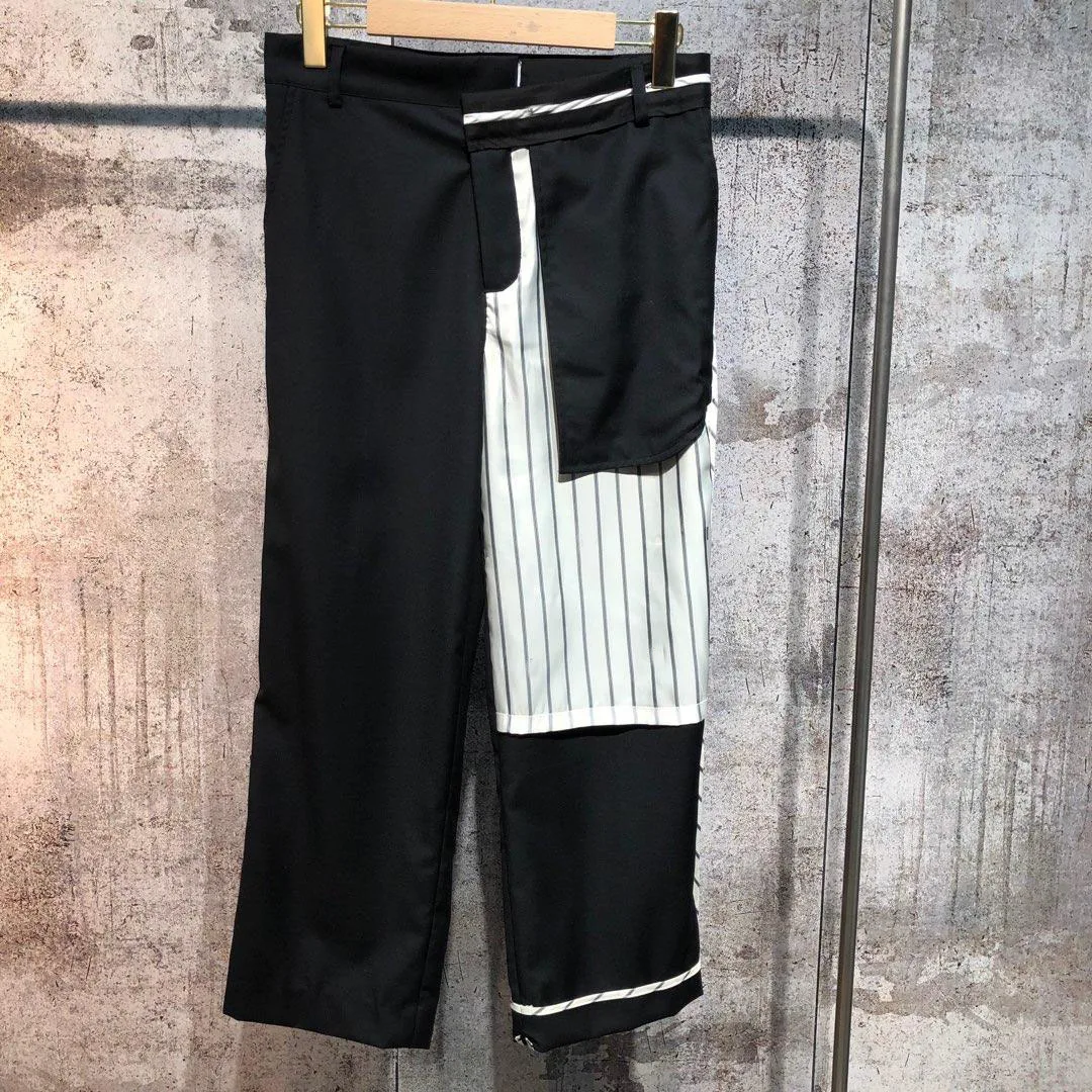 

2019 autumn new women patchwork striped wool casual pants trouse rmsx 7.10