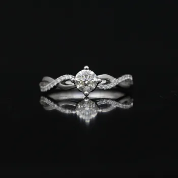 

LASAMERO 0.43CT IJ/SI Round Cut Internity Natural Diamond Ring For Women 18k White Gold Certified Engagement Wedding Ring