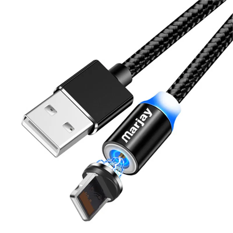 Marjay Магнитный USB кабель Micro usb type C для iPhone кабель 1 м 2 м Быстрая зарядка USB-C type-C Магнитный кабель для зарядки телефона кабель - Цвет: Black for iphone