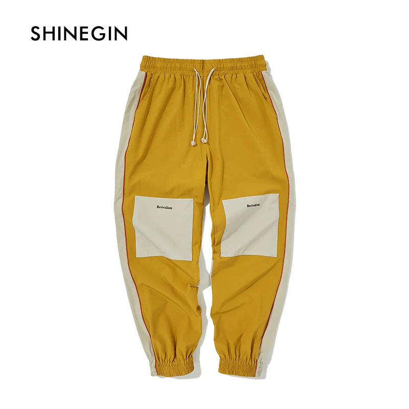 SHINEGIN Elastic Straps Cargo Pants 2019 New Arrival Hip Hop Colour Bloack Jogger Sweatpants Male Casual Streetwear Trousers