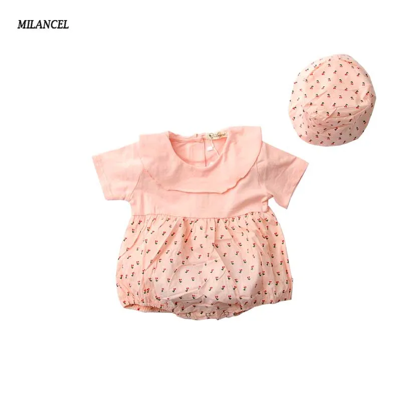 

MILANCEL 2019 Summer Baby Clothes Floral Baby Girls Bodysuits Short Sleeve Infant Girls Clothing Korean Toddler Bodysuit