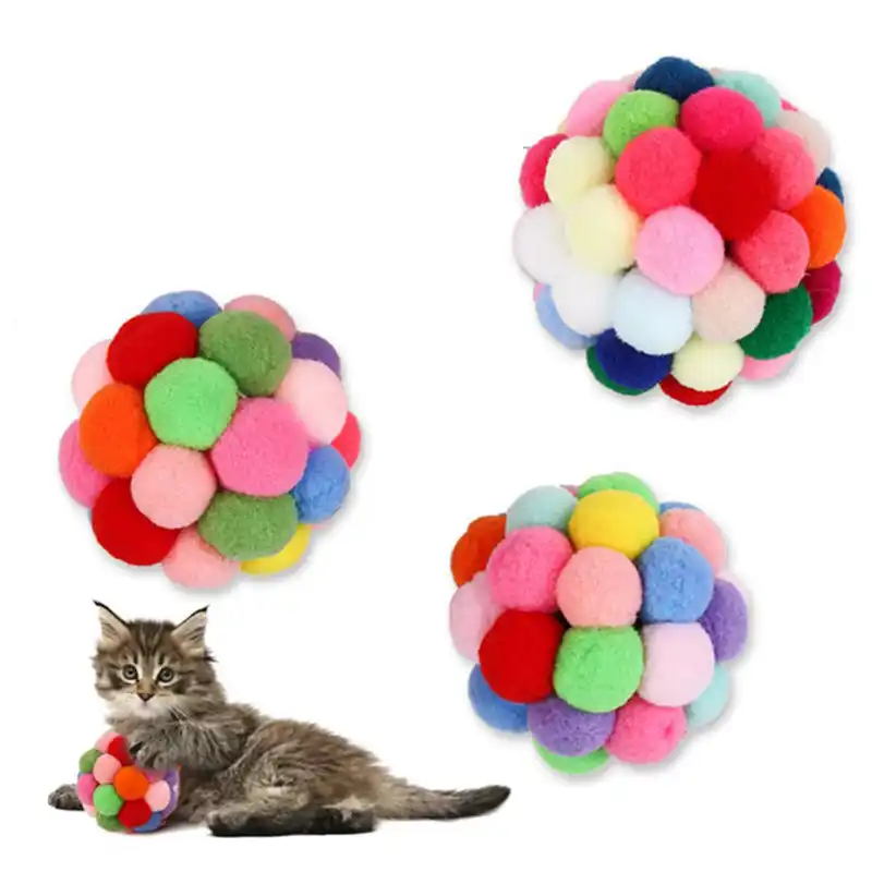 ペットの猫のおもちゃ手作りカラフルなベルバウンスボール内蔵キャットニップ猫インタラクティブ玩具ペット用品 猫のおもちゃ Aliexpress