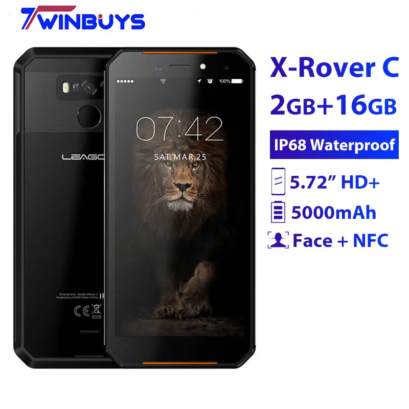 LEAGOO X Rover C IP68 водонепроницаемый смартфон 5 72 &quotmtk6739 четырехъядерный 2 Гб 16 13 МП 5000