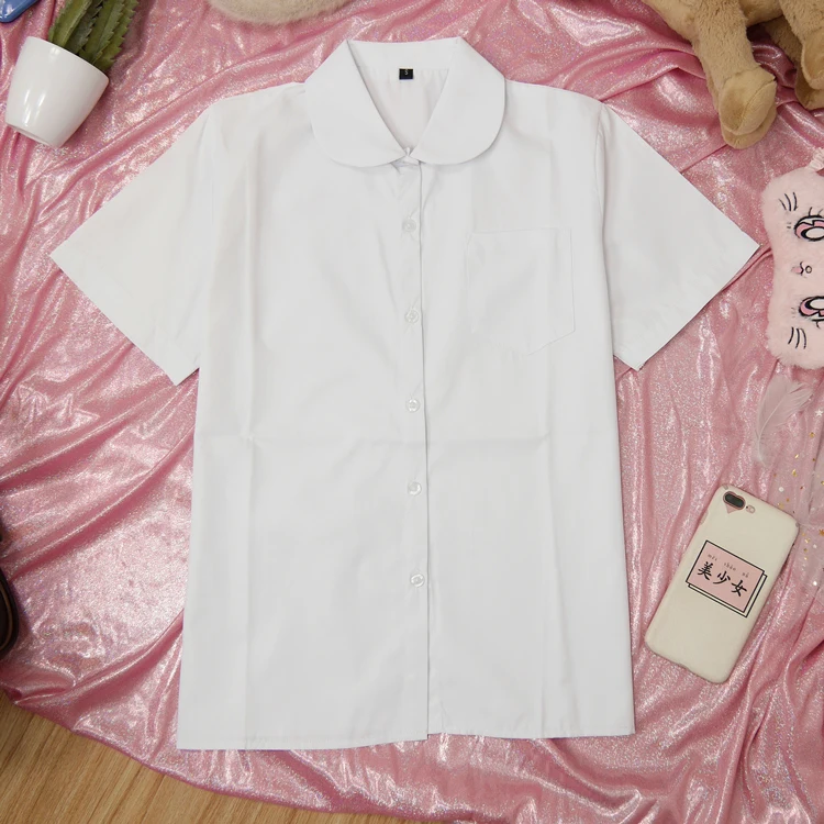 Japanese school uniform JK short-sleeve o-neck shirt |Japan orthodoxy shirt +Black uniform skirt +Collar rope | cute 3 Pcs / set