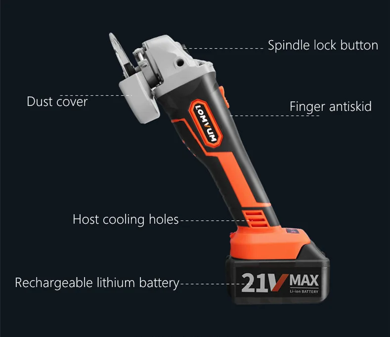 21 в электрическая полировальная машина с дополнительной литиевой батареей, беспроводная угловая шлифовальная машина, шлифовальная полировка, резка, шлифовальный электроинструмент