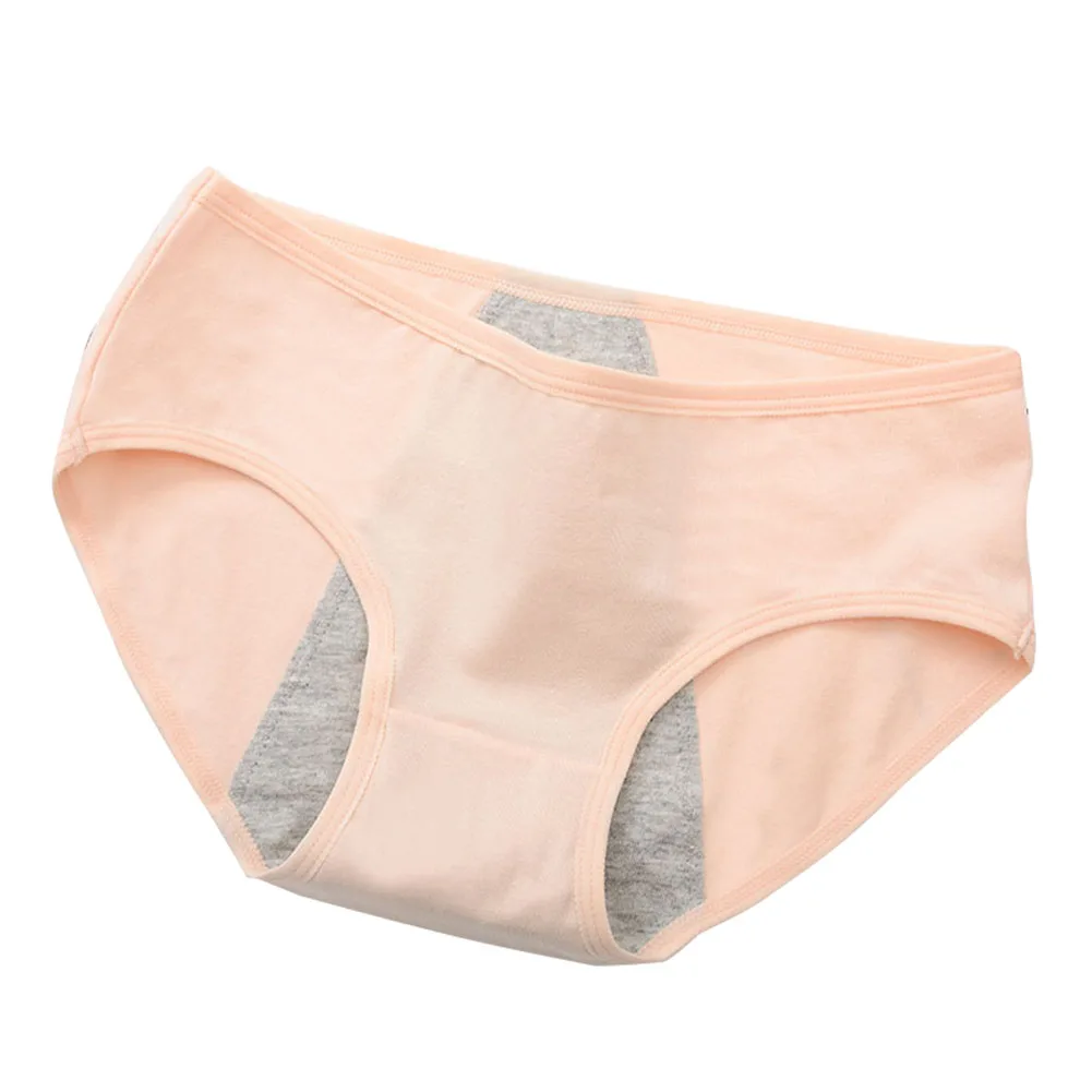 Light apricot Droppshiping 3 шт женское нижнее белье сплошной цвет дышащий бесшовный герметичный санитарный период трусы dg88 - Цвет: Light apricot
