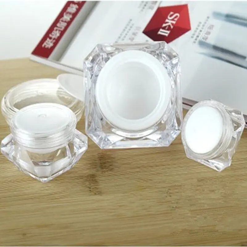 

10pcs/lot 5g 10g 15g Diamond Shape Cream Box Acrylic Diamond Cream Bottle Plastic Makeup Packing Cream Jars Cosmetic Packaging