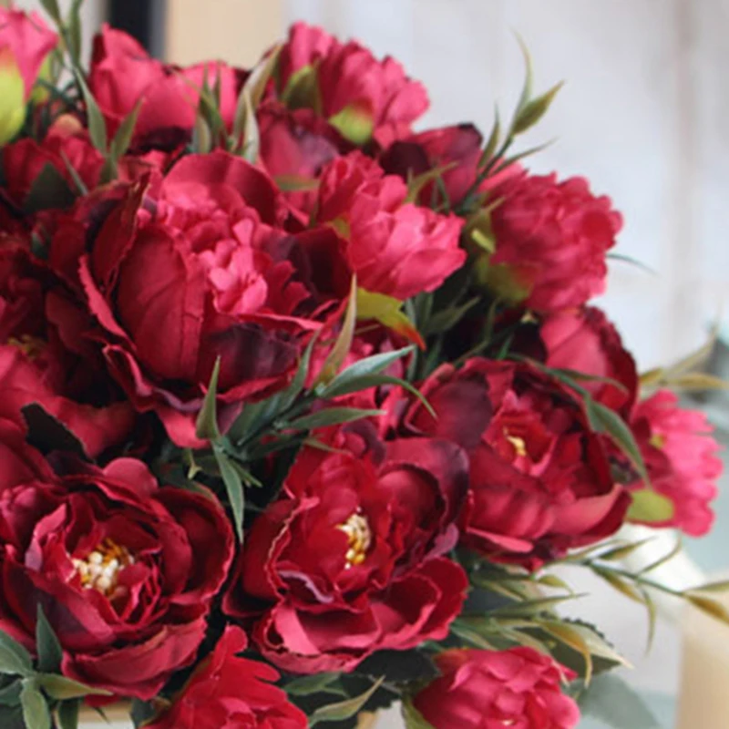 8 Head Mini Artificial Peony Silk Flowers Bouquet European for Wedding Bride Party Fake Flowers Bouquet Home Garden Decoration 8 Head Mini Artificial Peony Silk Flowers Bouquet European for Wedding Bride Party Fake Flowers Bouquet Home Garden Decoration