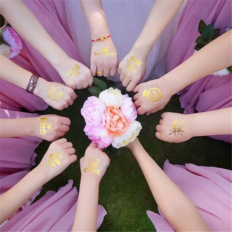 1 шт. Золотая флэш-Команда Невесты Фламинго/ананас временная татуировка Свадебная вечеринка Декор товары для девичника фото реквизит 40 Дизайнов