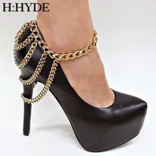 H: HYDE модный ножной браслет элегантные металлические аксессуары для туфель Уникальный Панк ножной браслет ряд волна кисточка цепь на высоком каблуке обувь лодыжки браслет