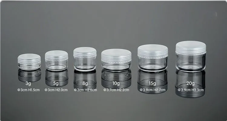 

3g5g8g10g15g20g Clear Cream Jar, Empty Plastic Cosmetic Pot Eyeshadow Cream Box, Small Sample Makeup Containers With Screw Caps.