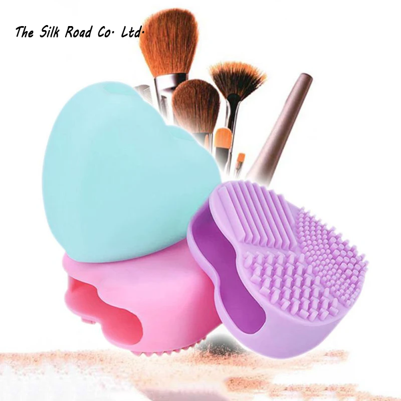 

Colorful Heart Shape Clean Make up Brushes Wash Brush Silica Glove Scrubber Board Cosmetic Cleaning Tools for makeup brushes WD