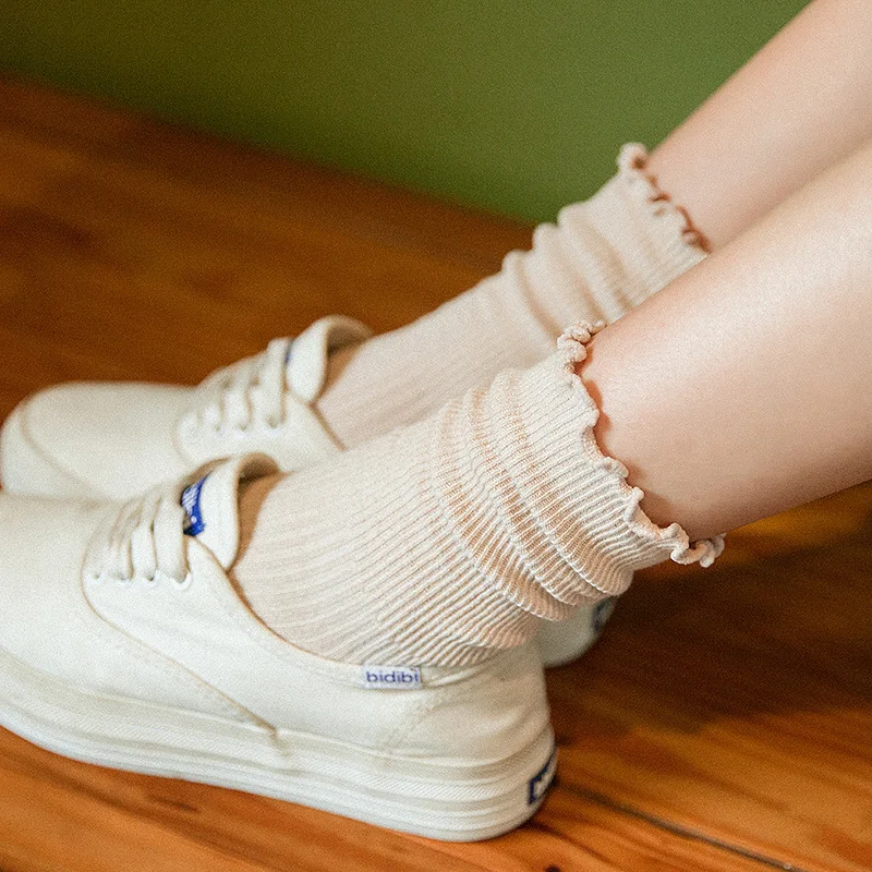 Candy Color Sweet Lotus Top Women Socks Fashion Stripe Pattern Heap Casual Ankle Length Cotton 2-3-57 | Женская одежда
