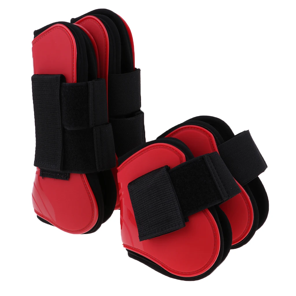 2 Pairs Horse Leg Boots Front Hind Leg Tendon Protect Equestrian, PU Shell and High-Quality Neoprene